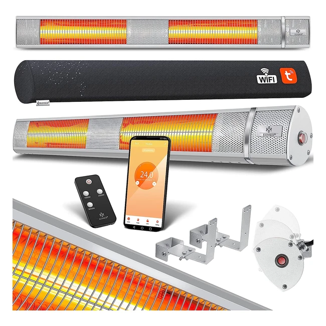 Chauffage infrarouge Kesser Irgastrobar 3000W pour terrasse - Radiateur mural avec housse de protection