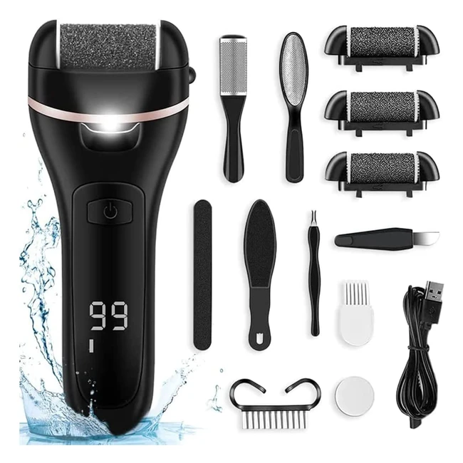 Pedicure Elettrico Professionale per Piedi - Lima Elettrica per Calli e Pelle Secca - Kit con 3 Rulli di Ricambio