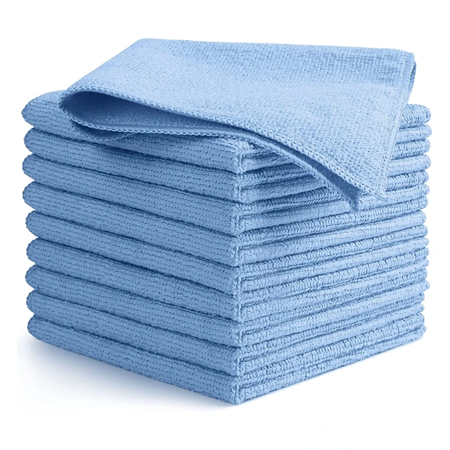 Aidea Microfibre Cloth 10 Pack - Lint-Free, Highly Absorbent, Reusable Cleaning Towels for House, Kitchen, Car, Motorbike, Windows - Blue
