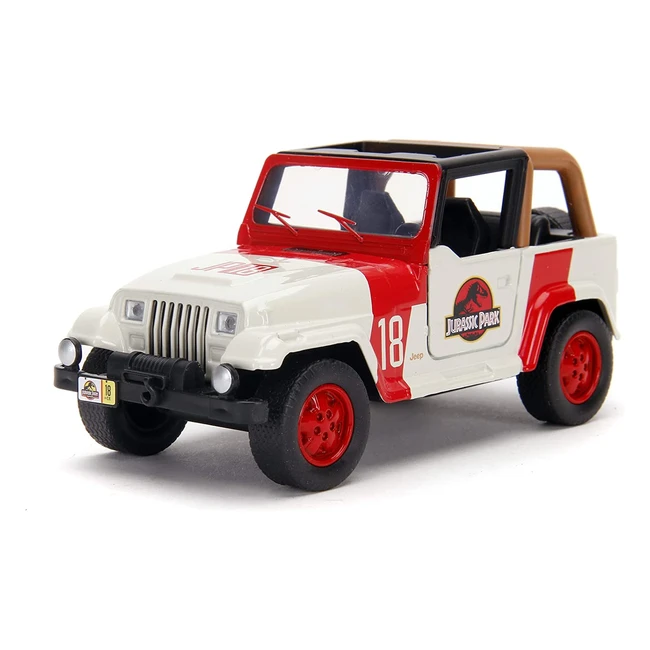 Jeep Wrangler Radiocontrol Jada Jurassic Park 132 - ¡Réplica metálica con puertas abatibles y ruedas libres!