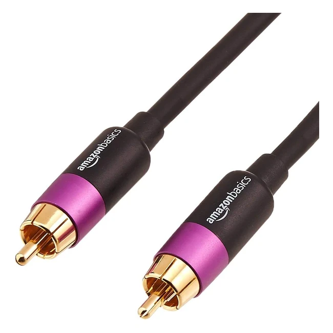 Amazon Basics PBH19090 Subwooferkabel 7,6m - Verbindet Subwoofer mit Stereoempfangsgerät für exzellente Klangqualität und Basswiedergabe