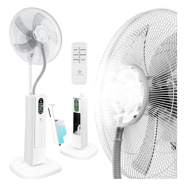 Ventilateur sur pied Kesser Frosty avec brumisation et ioniseur - Rafraîchit, humidifie et chasse les moustiques