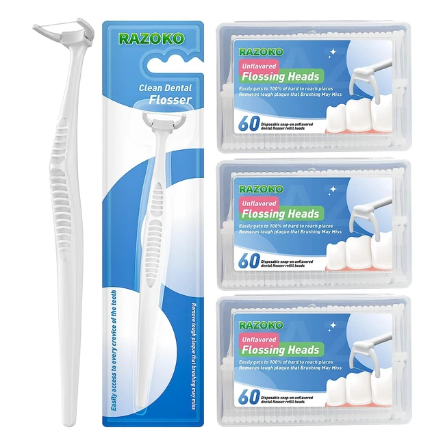 Clean Dental Flossers Kit - Extra Strength Refills - 2 Handles - Ergonomic Desig