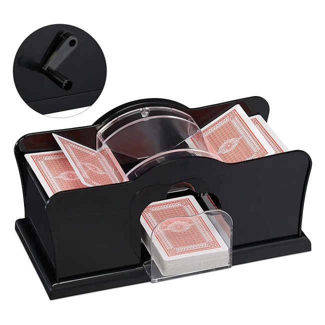 Mescolatore di carte Relaxdays con manovella - 2 mazzi - dimensioni 9x65cm - pla