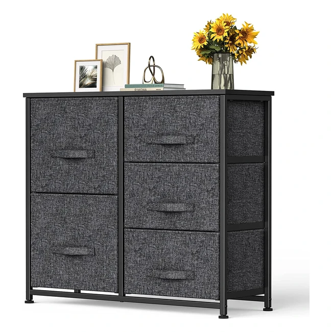 Pipishell 5-Drawer Fabric Dresser Tower for Bedroom and Hallway - Sturdy Steel Frame, Wood Top, Easy Assembly