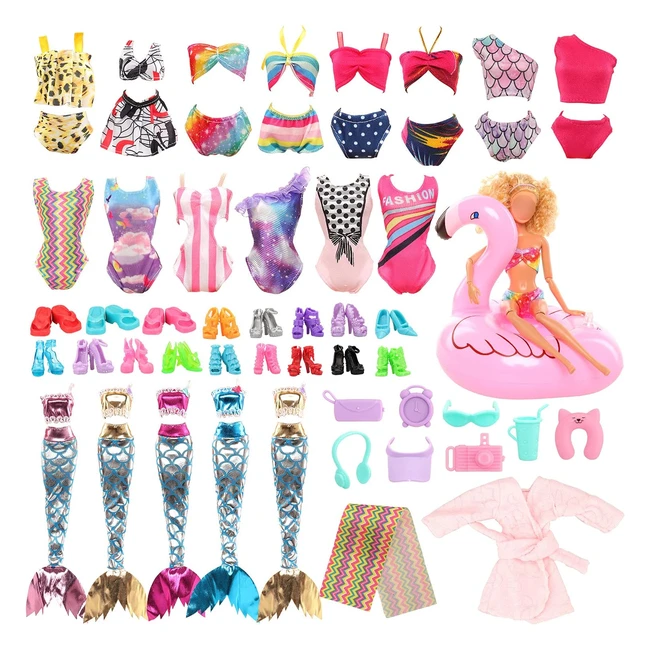 Miunana - Accessori per Bambola da 115 Pollici - 25 Pezzi con Bikini, Vestiti Sirena, Pigiama, Scarpe e Accessori Casual