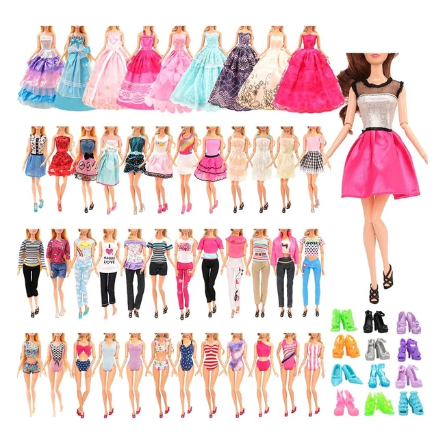 Miunana 18 pezzi per 28-30cm principessa bambola - vestiti moda, abiti, pantaloni, vestiti sposa, costumi bagno e scarpe