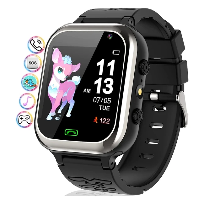 Smartwatch per bambini, orologio intelligente con funzione SOS, contapassi, sveglia, musica, fotocamera e torcia - ragazzi e ragazze 4-12 anni