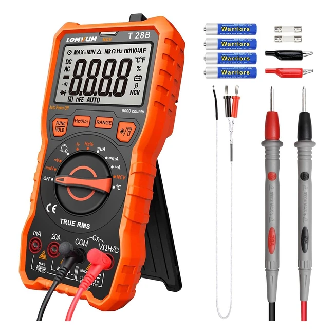 LOMVUM Digital Multimeter TRMS 6000 Counts - Auto Ranging Volt Meter for Voltage, Current, Resistance, Continuity & Frequency