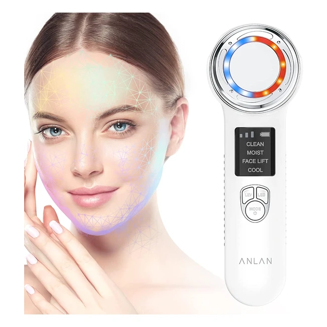 Anlan Massaggiatore Viso Multifunzionale Antirughe ad Ultrasuoni Ionoforesi EMS Lifting Face Massaggio Viso Antietà e Cura