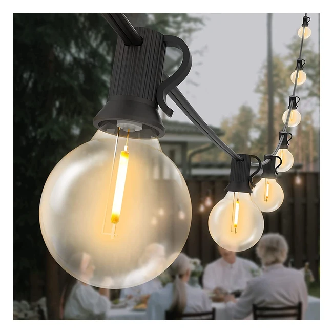 Guirnalda de Luces LED G40 Exterior Yuusei - 457m con 752 Bombillas Plásticas Inastillables IP45 Impermeable - Perfecta para Jardín, Fiesta y Patio - Blanco Cálido
