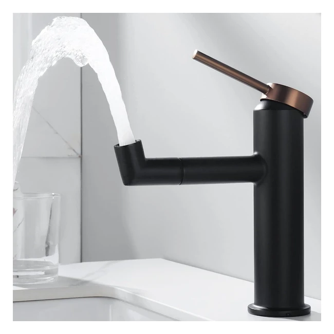 Robinet salle de bain Lonheo - Design rotatif 360 - Économisez 50-60% d'eau - Mitigeur lavabo eau chaude et froide noir