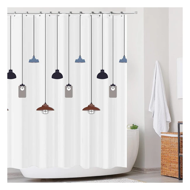 Trustlife Shower Curtain - Waterproof, Quick-Drying, Washable, 180x200cm, with Weighted Hem and 12 Hooks - Chandelier Design