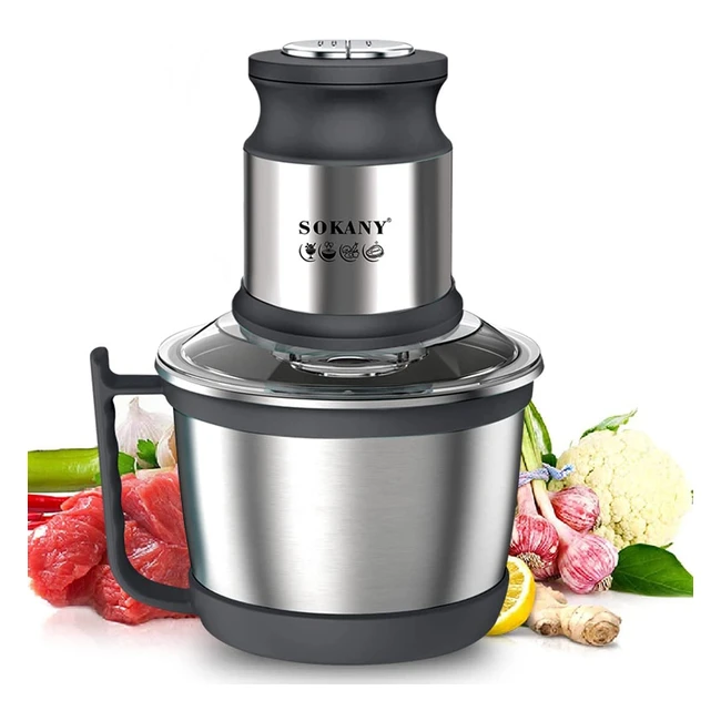 Hachoir électrique Sokany SK7027 - 800W, 3L, 4 lames inox, 2 vitesses