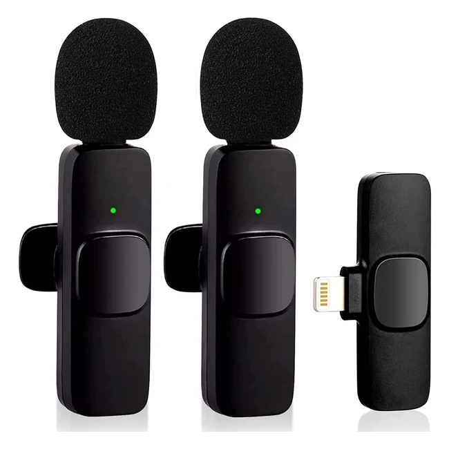 Microphone cravate sans fil pour iPhone/iPad - Plug and Play avec 2 micros pour enregistrement vidéo - Réduction du bruit intelligente