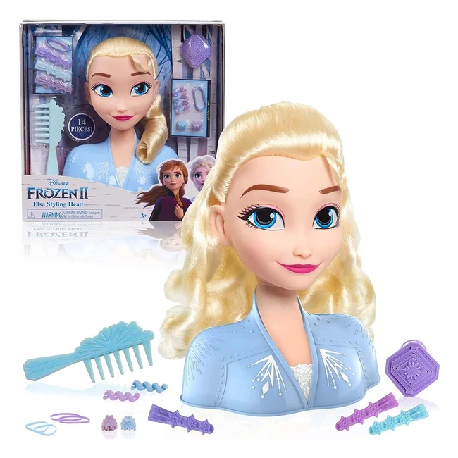 Cabeza de Elsa de Frozen 2 con 17 accesorios para peinar y decorar el cabello - JP Disney FRND2000