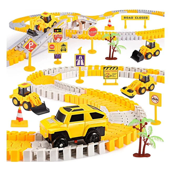 Eutoyz Toy Cars for 3-10 Year Old Boys - 5-in-1 Construction Vehicles with Flexi