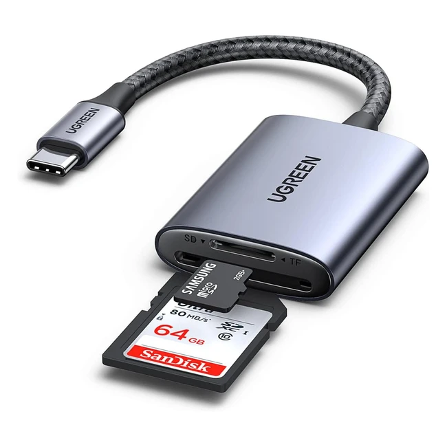 UGREEN USB C Kartenleser für SD & Micro SD Karten - Aluminium Typ C Card Reader für MacBook Pro/Air, iPad Pro, Galaxy S22/S21, Huawei P40/P30 etc.