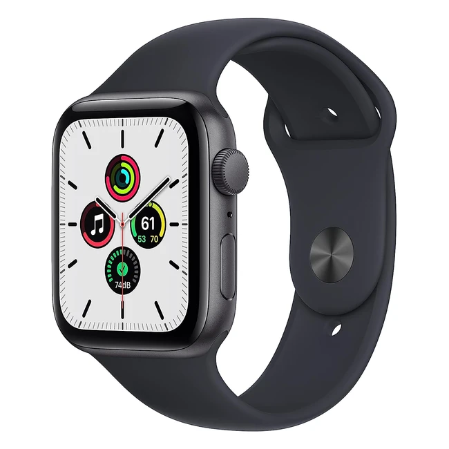 Apple Watch SE GPS 44mm Smartwatch - Aluminiumgehäuse, Space Grau, Sportarmband, Fitness- und Aktivitätstracker, Herzfrequenzmesser, Wasserschutz