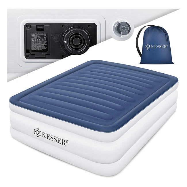 Matelas gonflable autogonflant Kesser avec pompe électrique intégrée pour camping et usage domestique, convient pour 2 personnes, 203x152.5x51cm