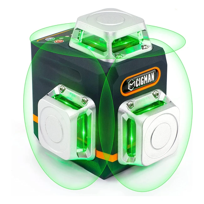 Cigman Kreuzlinienlaser grün selbstnivellierender Laser 3 x 360 Grad Konstruktionslaser für Innen- und Außenbereich