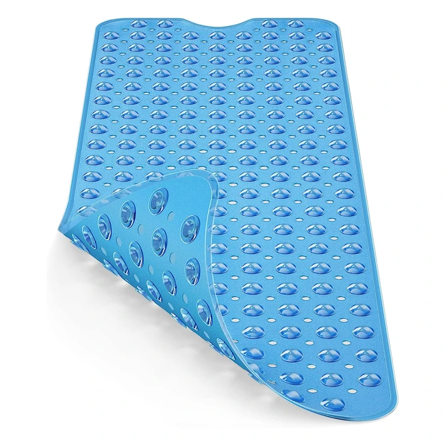 Alfombra Bañera Antideslizante 100x40cm Lavable con Ventosas Fuertes - Azul