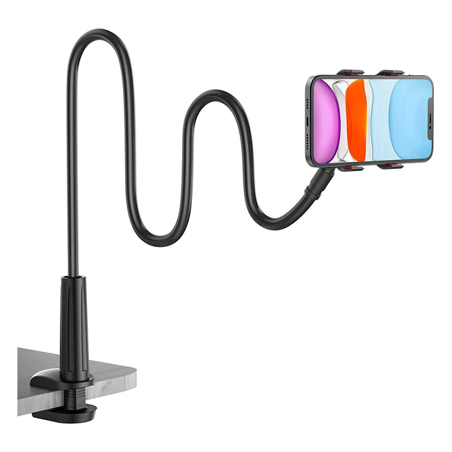 Flexible Gooseneck Phone Holder for Bed - 360 Adjustable Clamp Bracket Mount for iPhone, Samsung & More