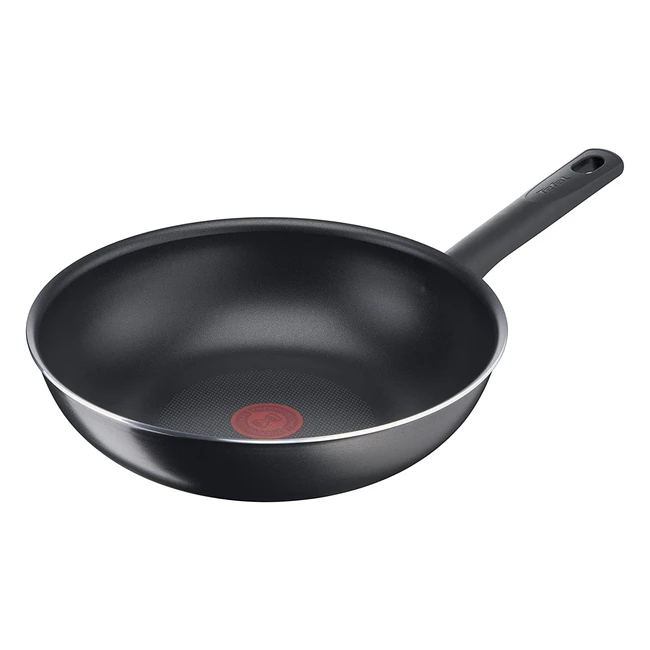 Tefal B56419 Day by Day Wok-Pfanne, 28cm, Antihaftbeschichtung, Thermospot, für alle Herdarten außer Induktion, Aluminium, Schwarz