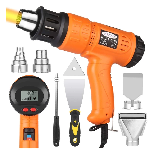 Pistola de Aire Caliente Mowis 2000W con Pantalla LCD y 7 Boquillas