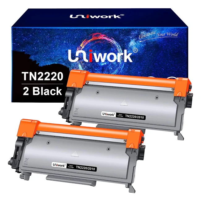 Uniwork TN2220 TN2010 Toner Cartridge for Brother Printers - 2 Pack