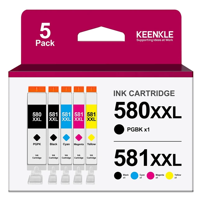 Cartouches d'encre PGI580XXL CLI581XXL pour Canon Pixma - Pack de 5