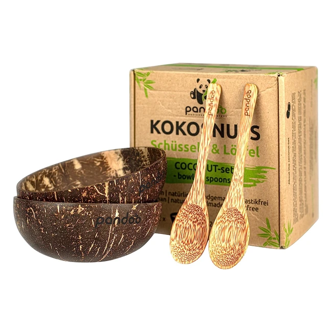 Ciotole in noce di cocco 100 naturali con cucchiai - Set da 2