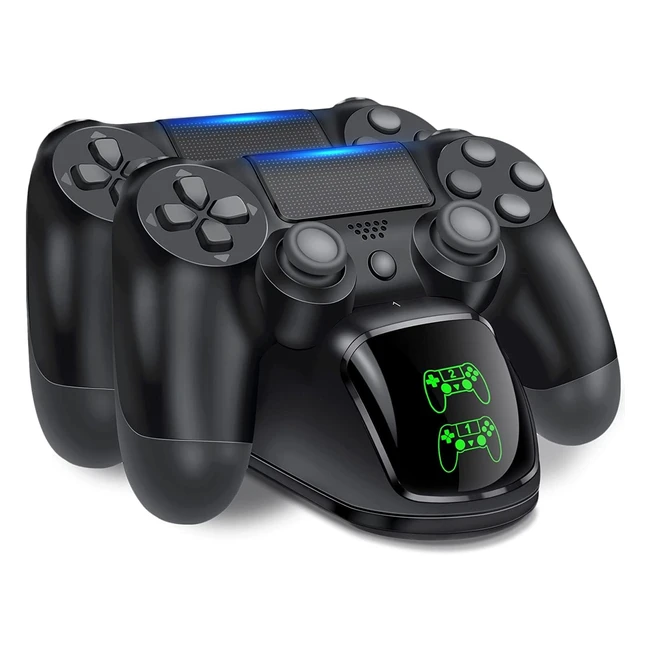 Fast PS4 Controller Charger Dock Station for PS4/PS4 Slim/PS4 Pro - Dual Charging Ports, LED Charging Indicator, Compact Stand