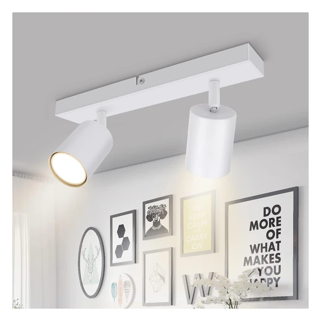 Plafonnier Applique Murale Kambo 2 Spots Orientables Gu10 Blanc Mat - Moderne pour Salon, Couloir, Cuisine - Ampoules Non Fournies