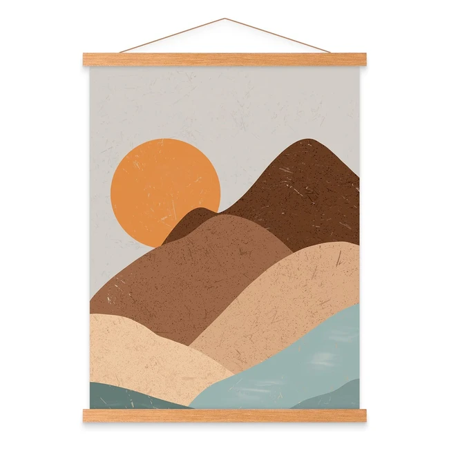 Cornice per poster Ywlake A3 in legno magnetico - Kit da appendere per stampe artistiche su tela 30cm Teak