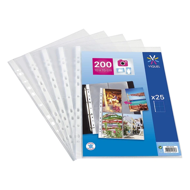 Viquelbusta Perforata per Fotografie - Confezione da 25 - Capacità 200 Foto da 10x15 cm - Formato A4