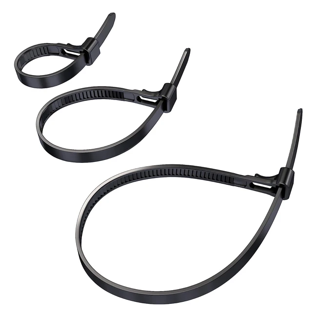 Lot de 3 attaches de câble refermables Kabeldirekt - Haute résistance à la traction - Réutilisables pour une utilisation durable - Noir - 3x40 pièces