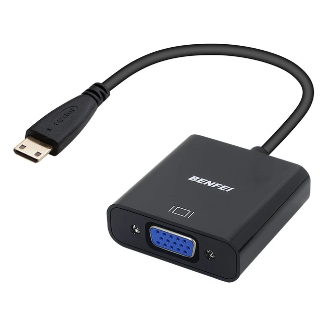 Benfei Mini HDMI to VGA Adapter - Gold Plated Male to Female for Ultrabooks, Notebooks, Tablets, Cameras and Camcorders - Black