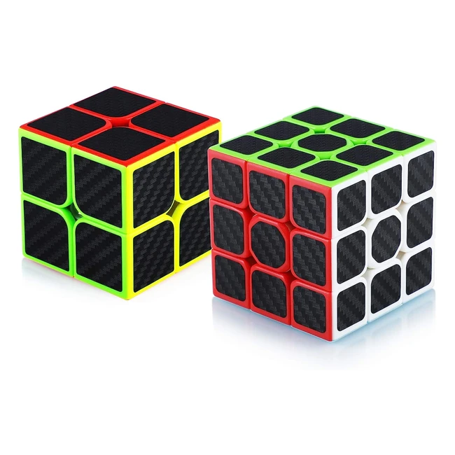 Speed Magic Cube Set 2 Pack - Fast 2x2 3x3 Bundle Puzzle - Brain Teaser for Kids
