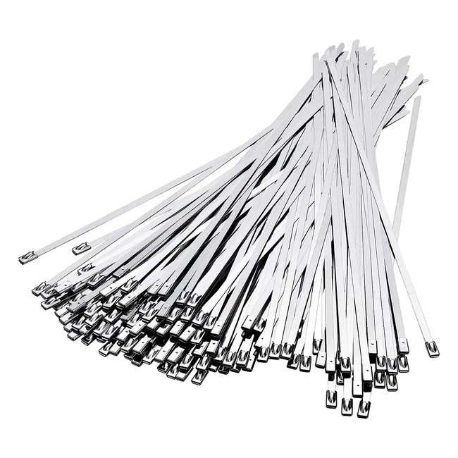 Deecam Stainless Steel Cable Ties - 100 pcs 304 Metal Zip Ties with Steel Ball 