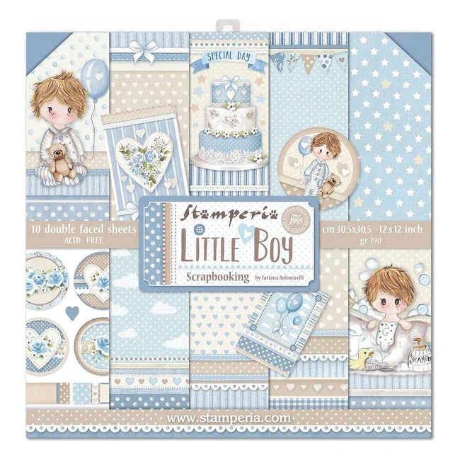 Bloc de Scrapbooking 10 Hojas 305x305 2 Caras Little Boy - Alta Calidad