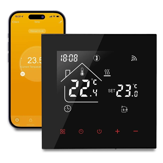 BEOK Smart Thermostat - WiFi Programmable Room Thermostat for Underfloor Heating - Compatible with Alexa - TDR89BWIFIEP