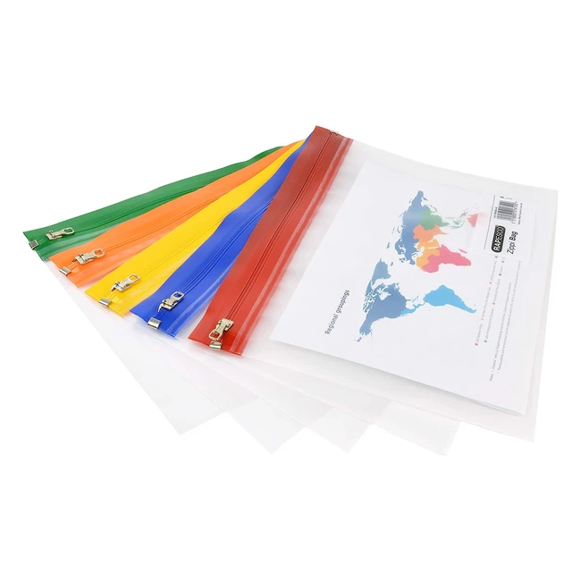 Sobres transparentes con cremallera metálica Rapesco 1502, A5, 5 unidades