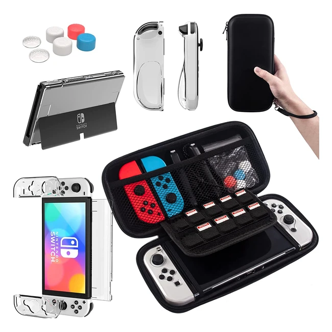Custodia Teyomi per Nintendo Switch OLED 2021 con Accessori - Protezione Trasparente per Joycon e Console