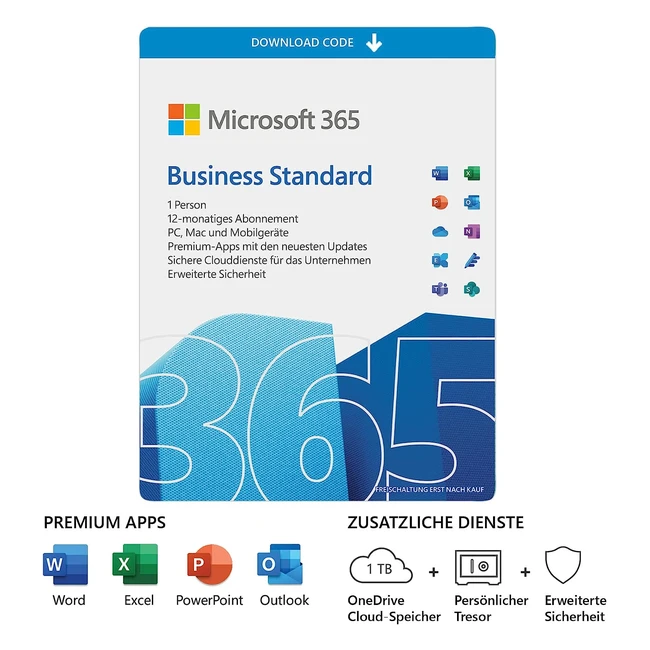 Microsoft 365 Business Standard | 1 User | 5 PCs/Macs, Tablets & Mobiles | 1 Year Subscription