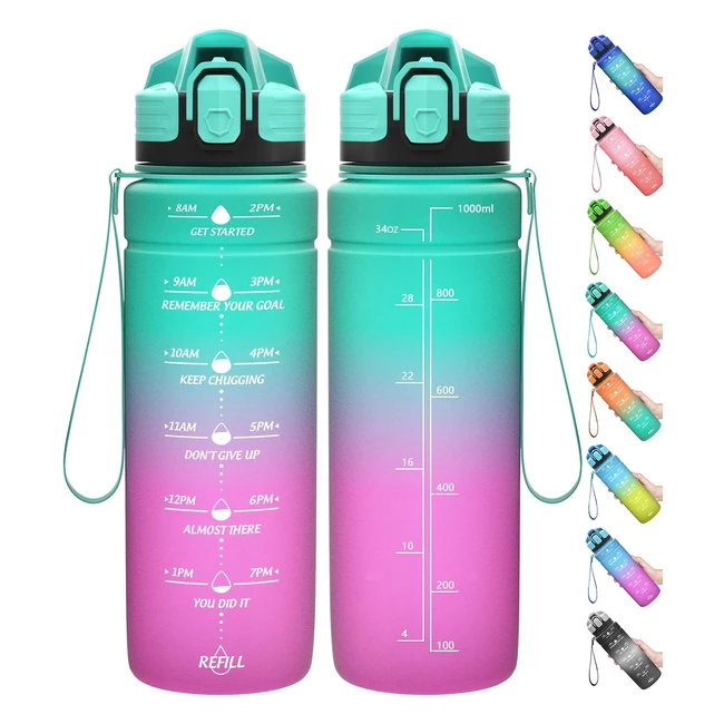 Coolfel Motivational Water Bottle with Time Markings - BPA-Free Tritan, Leakproof, Reusable Drink Bottle for Gym, School, Running - 1L, 700ml, 500ml, 15L - #HealthyLifestyle #Fitness #WaterIntake