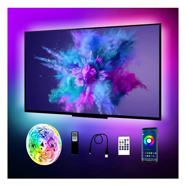 Phopollo TV LED Backlights - 3M LED Strip Lights with Bluetooth App Control for 32-55 inch TV, Music Sync, Timing Function, USB Powered
