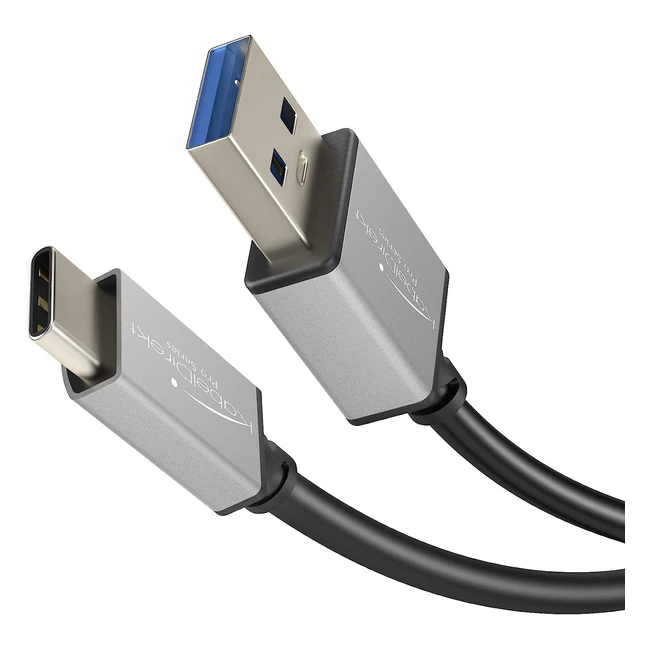 Câble USB A 3.0 vers USB C 2m - KabelDirekt - Transfert de données et chargement rapide pour smartphones et tablettes - Noir/Space Grey