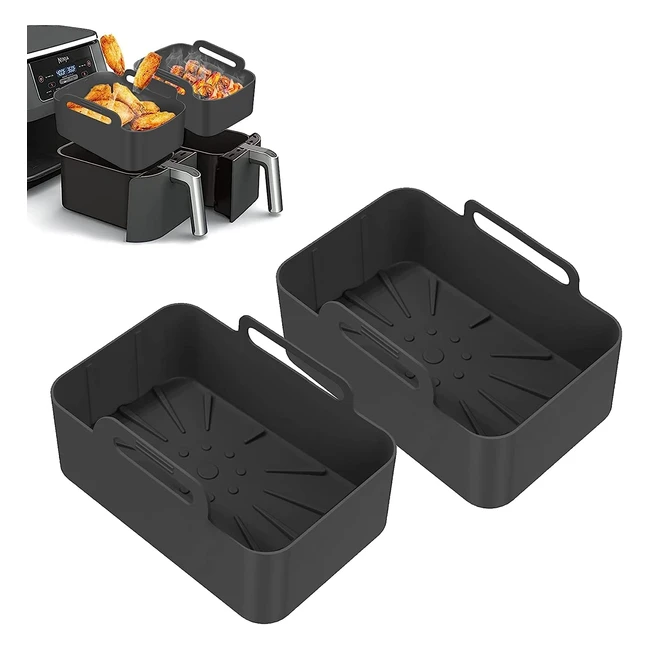 2pcs Silicone Liners for Ninja Dual Air Fryer AF300UK - Perfect Fit, Food Grade Material, Bottom Raised Design