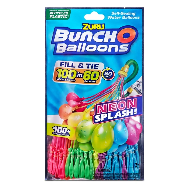 Bunch O Balloons Neon Splash - 100 globos de agua autosellantes en 60 segundos